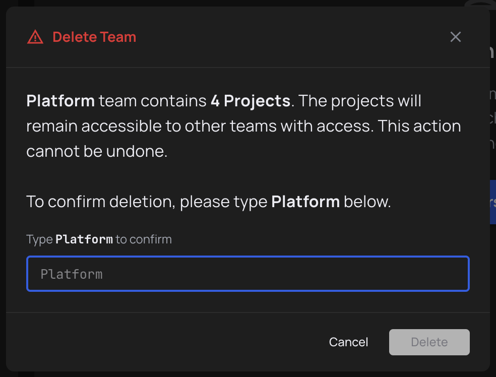 Delete confirmation modal