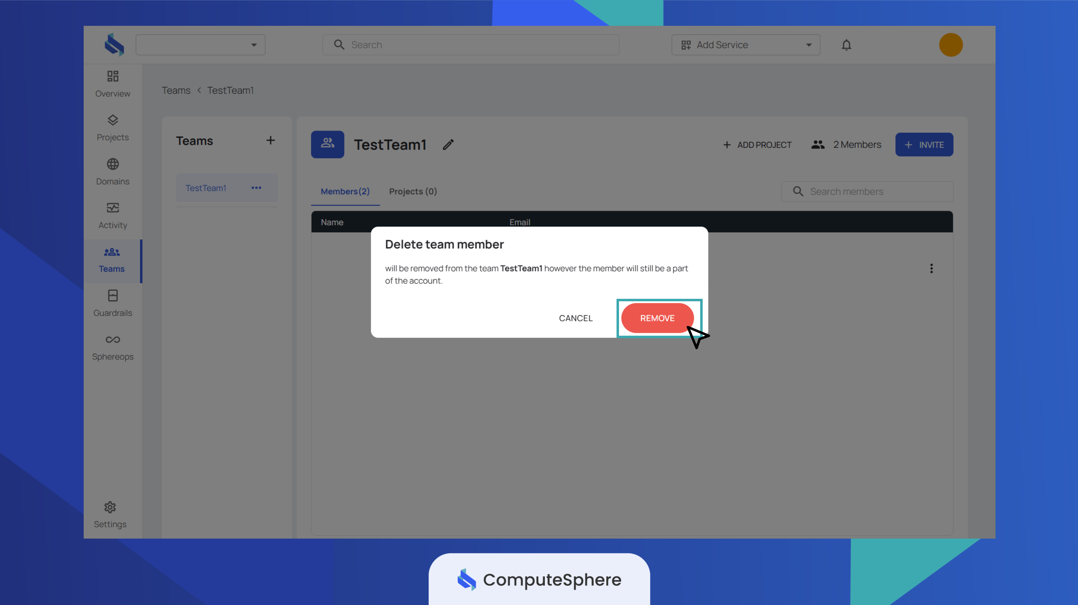 Remove member confirmation